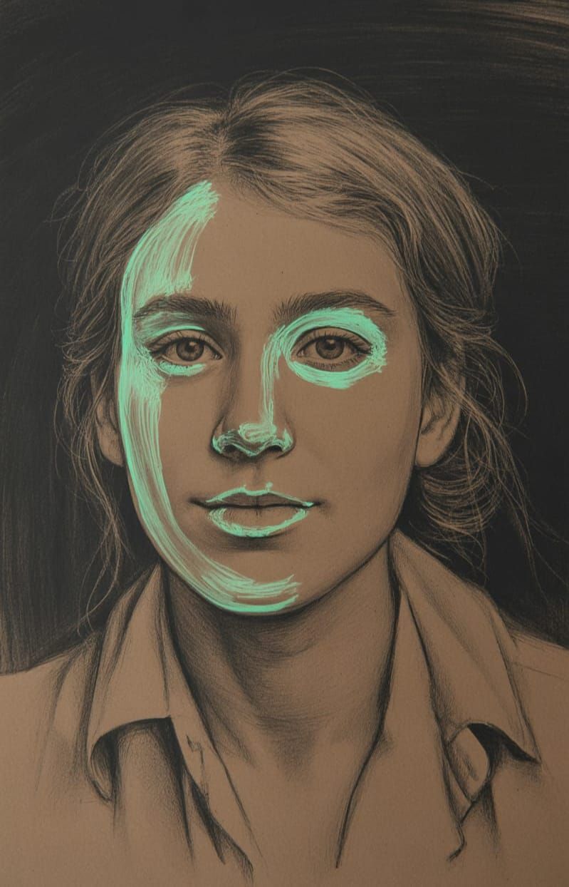 Quirky Portrait - Carbon-Paper Rubbings/Highlighters