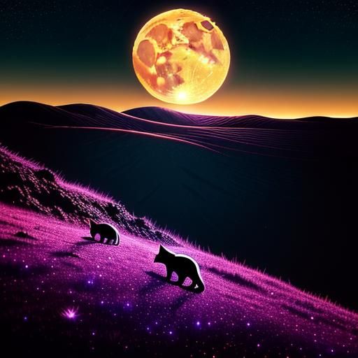 Moon Rolling Downhill in Surrealist Dreamscape