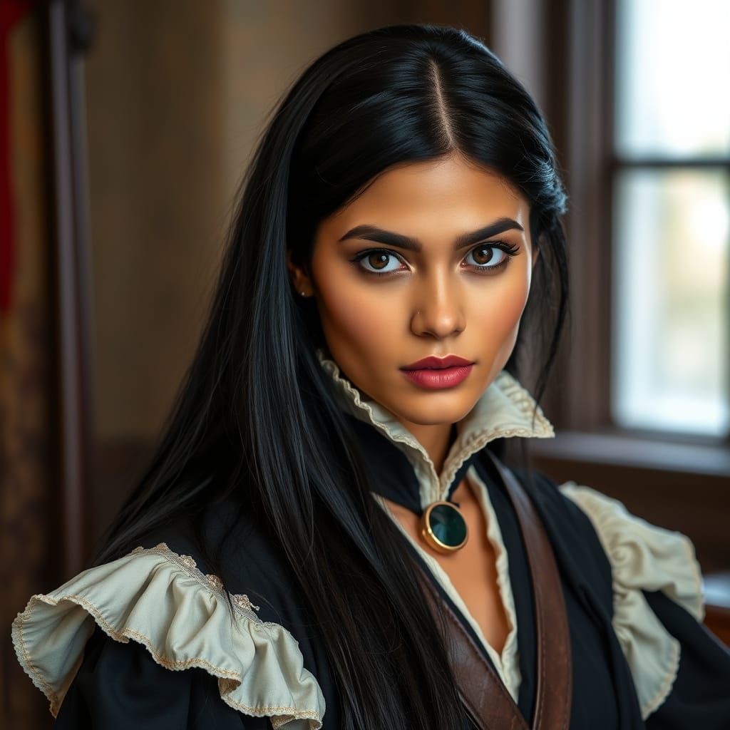 Mixed Heritage Musketeer Judge in Elegant Armor