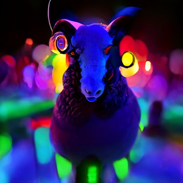 Electric Sheep at a Neon Rave Party