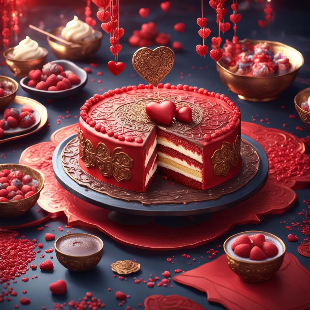 Oriental Heart Cake: Detailed Fantasy Concept Art