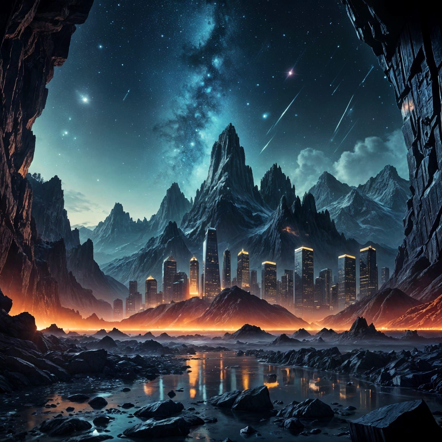 Surreal City of Stars in Cosmic Fusion