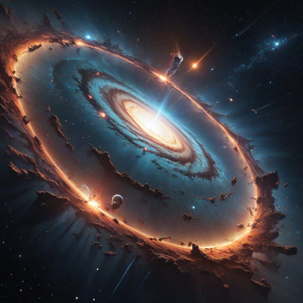 Cosmic Nebula Fractures in Digital Matte Painting Style