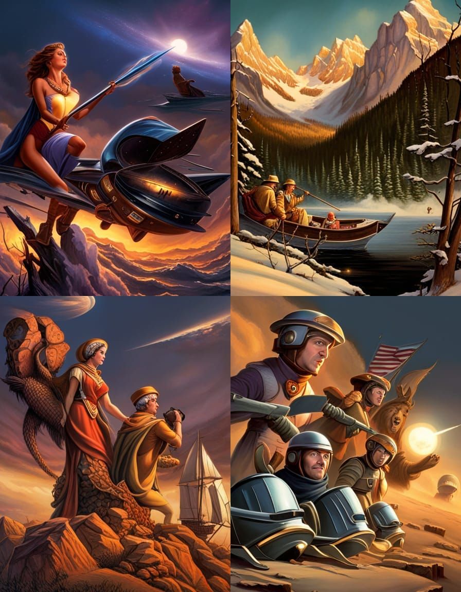 Cosmic Vista in Classic Sci-Fi Illustration Style