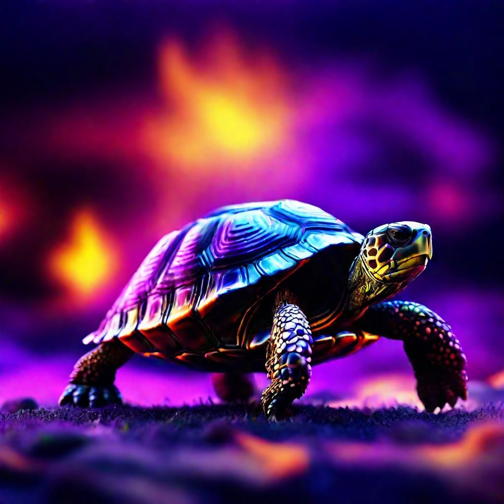 Vibrant Fire Tortoise in Hyperrealistic, Unreal Engine Style