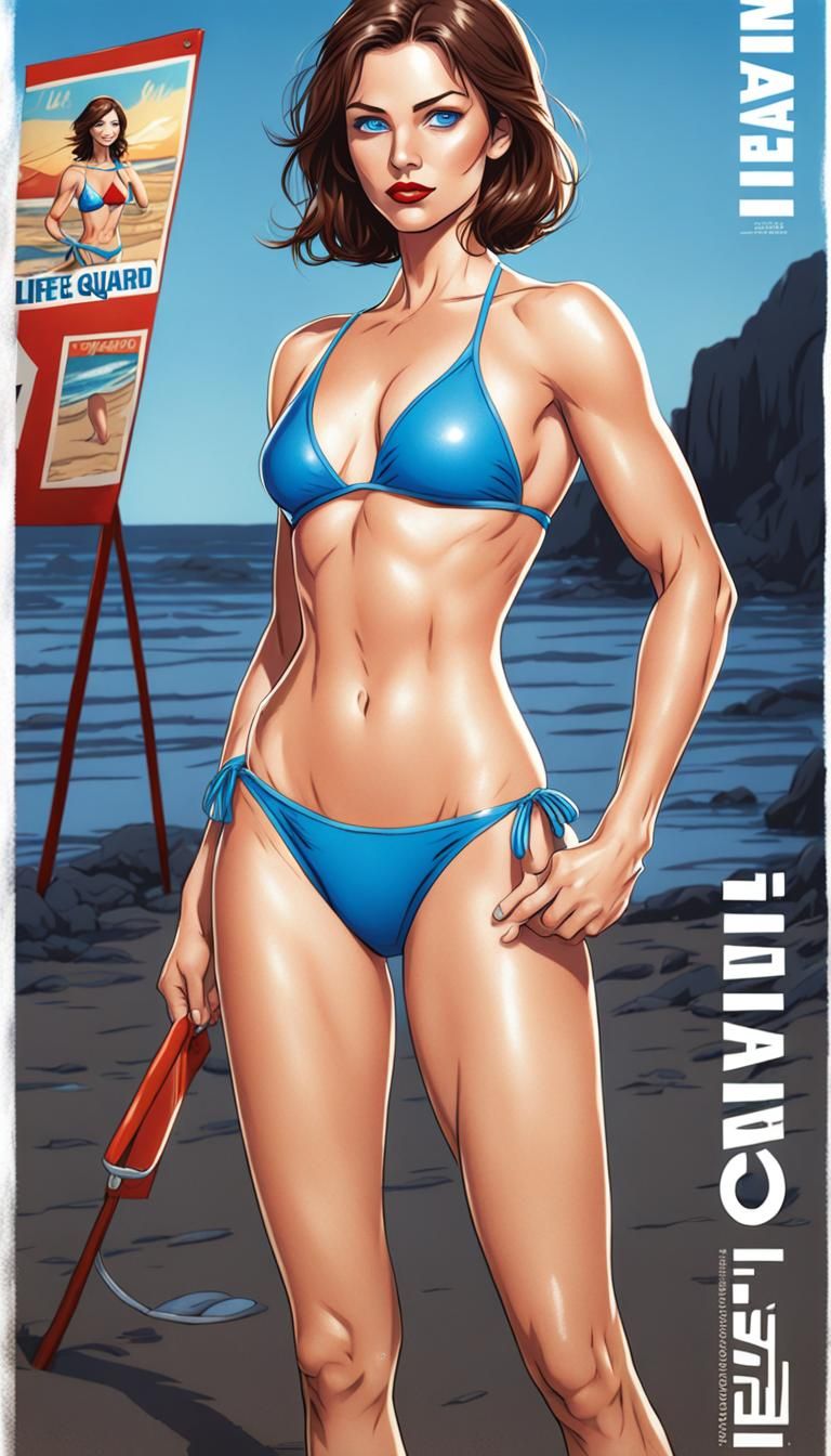 Lifeguard on Duty: Comic Book Style Illustration