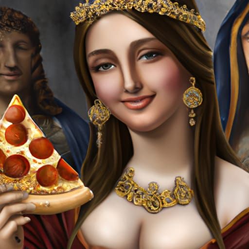 Pizza Goddess Portrait in Hyperrealistic Style