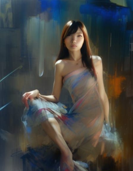 Japanese Model Girl in Acrylic Style