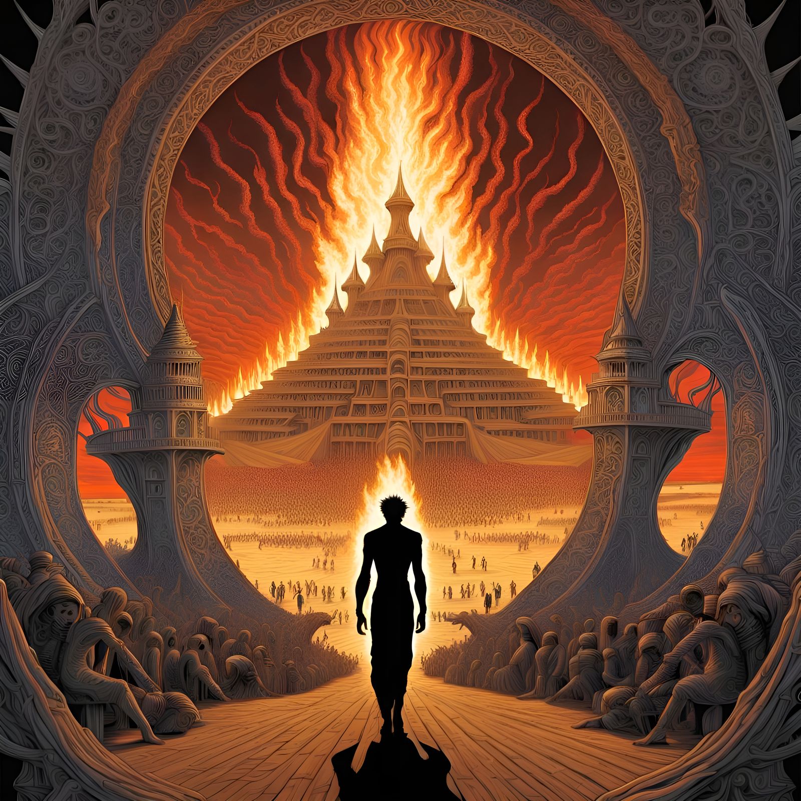 Burning Man in Science Fiction Comics Style