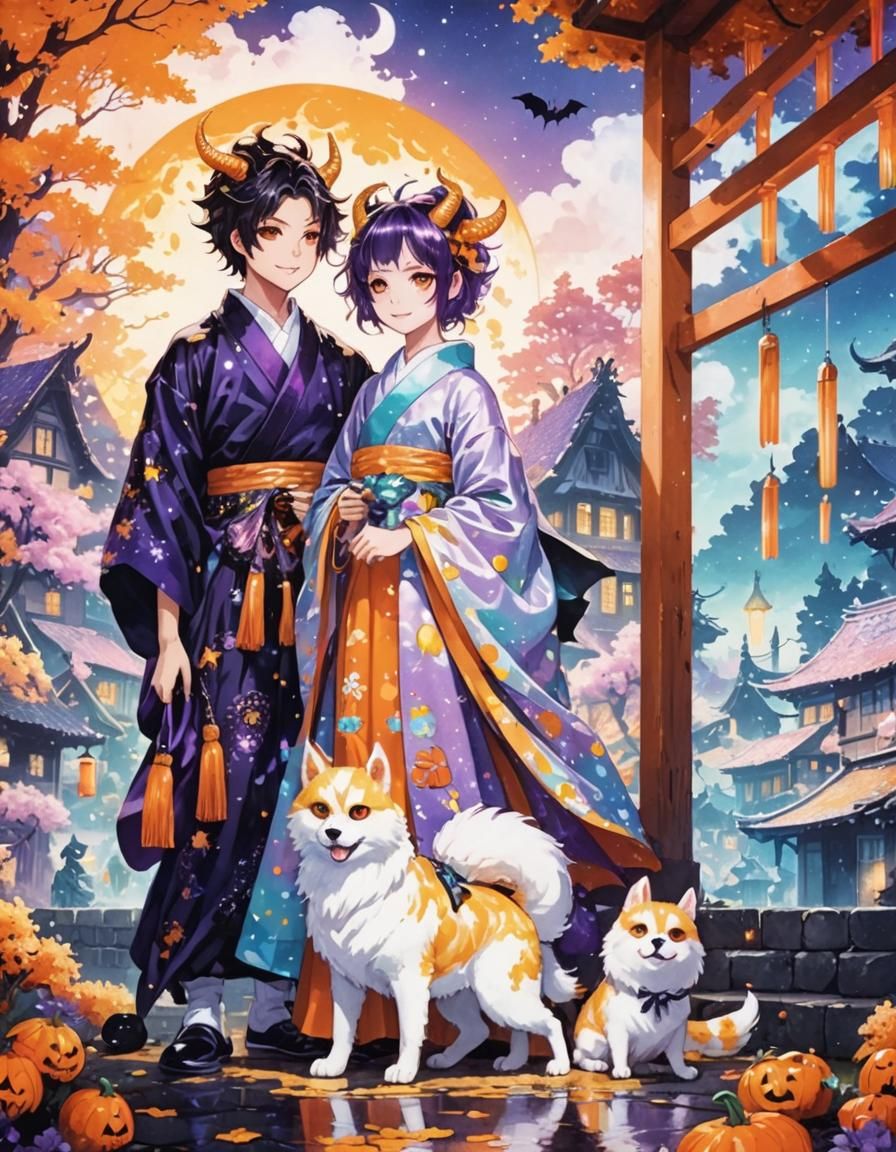 Creepy Cute Halloween Night Manga Artwork