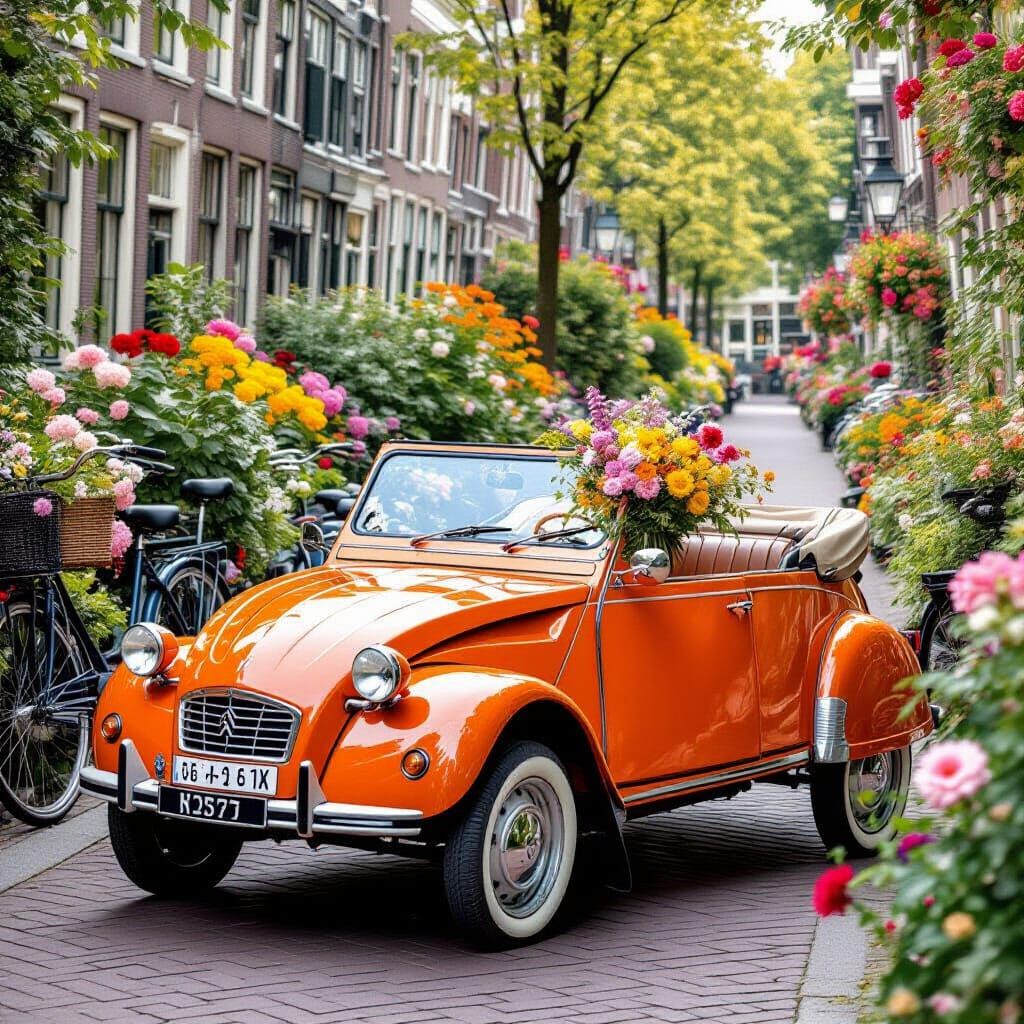 Vintage Orange Vesta in Amsterdam Garden