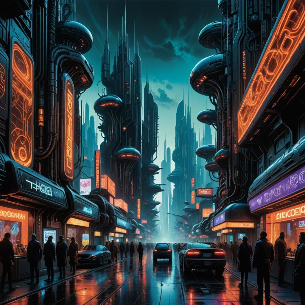 Neon Metropolis at Dusk: Cyberpunk Dreamscape
