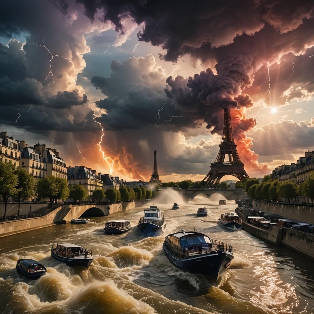 Eiffel Tower in Paris Tornado: Abstract Expressionism
