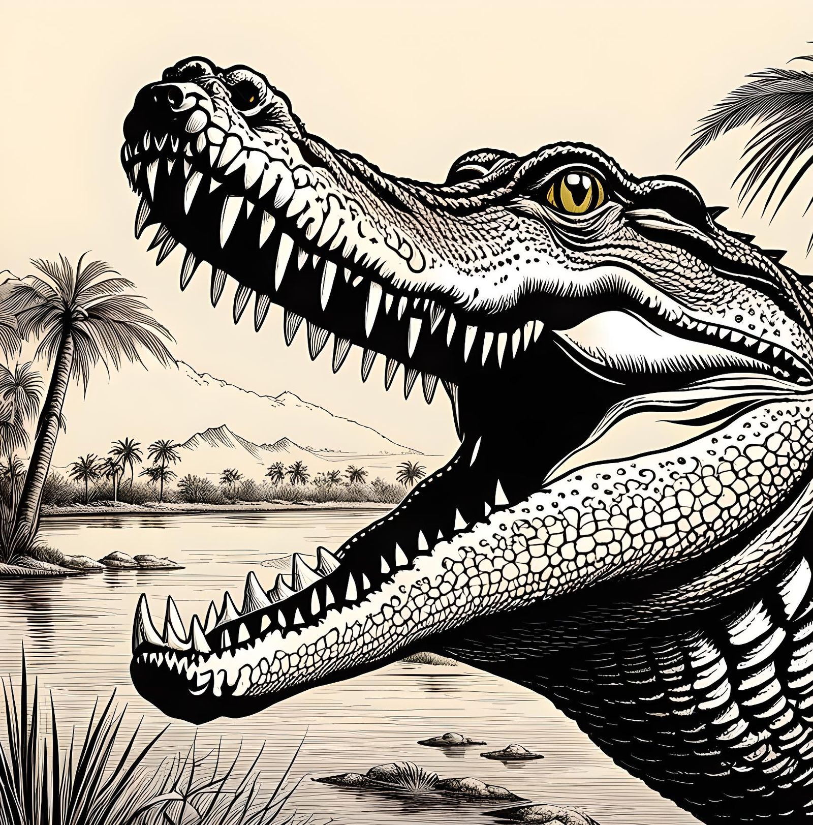 Nile Crocodile with Arabic Illumination