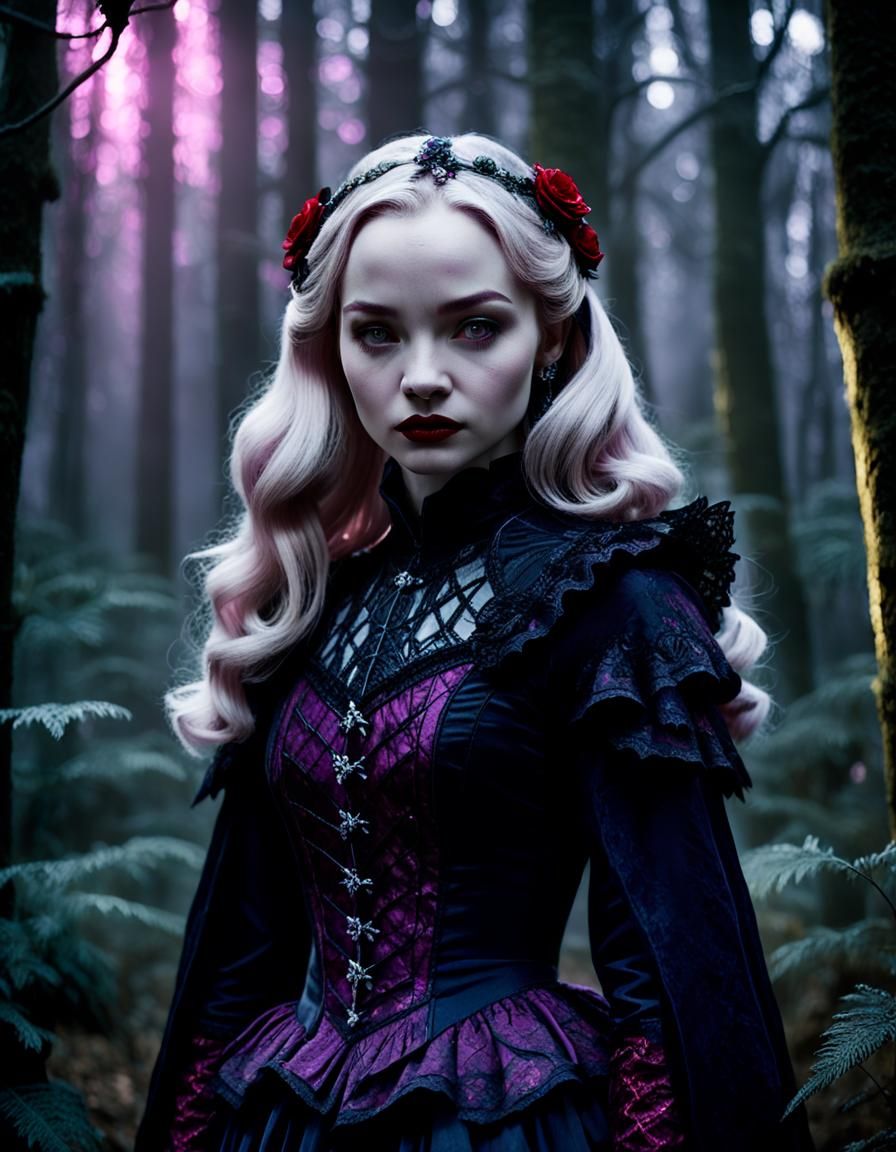 Gothic Mina Harker in Victorian Forest: Cinematic Portrait
