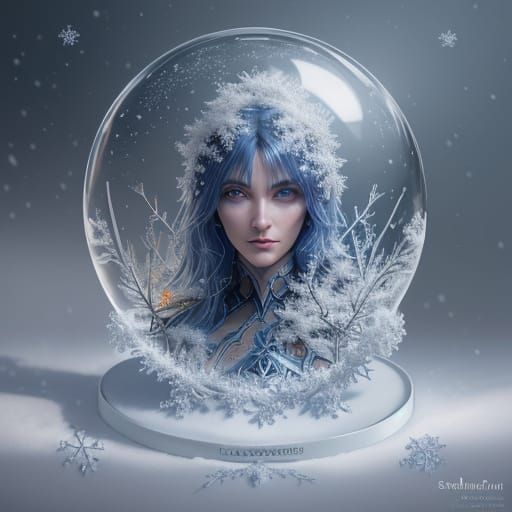 Surreal Fantasy Eye in Snow Globe with Prison Cell Reflectio...
