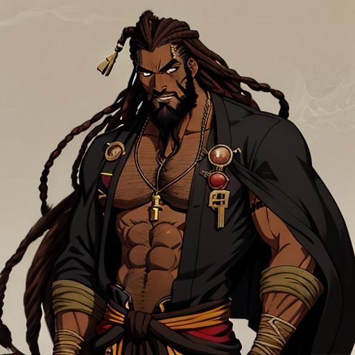 Handsome African Pirate in Anime Style