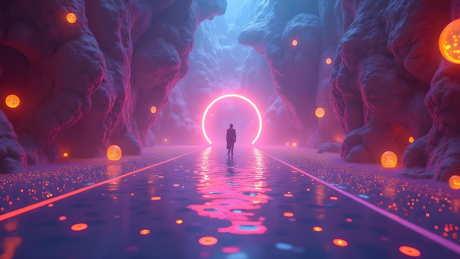 Intense Psychedelic Scifi Abstract in Fluorescent Colors