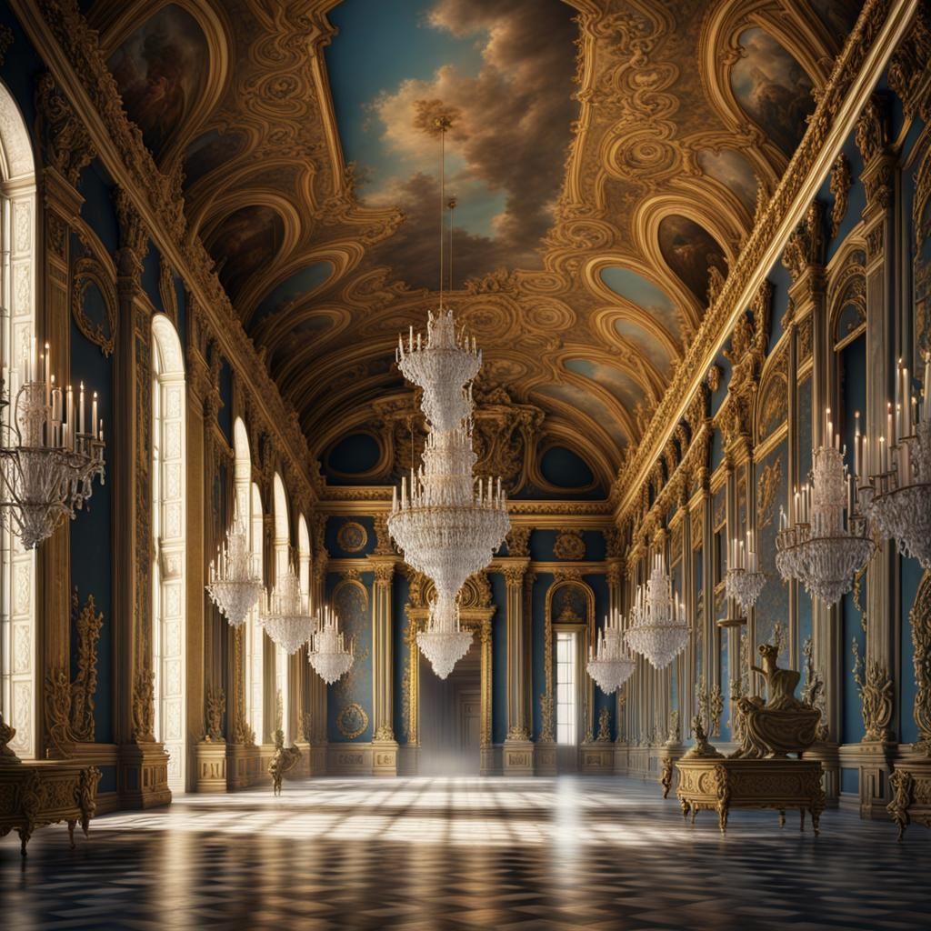 Versailles Palace in the 18th Century: Detailed Matte Painti...