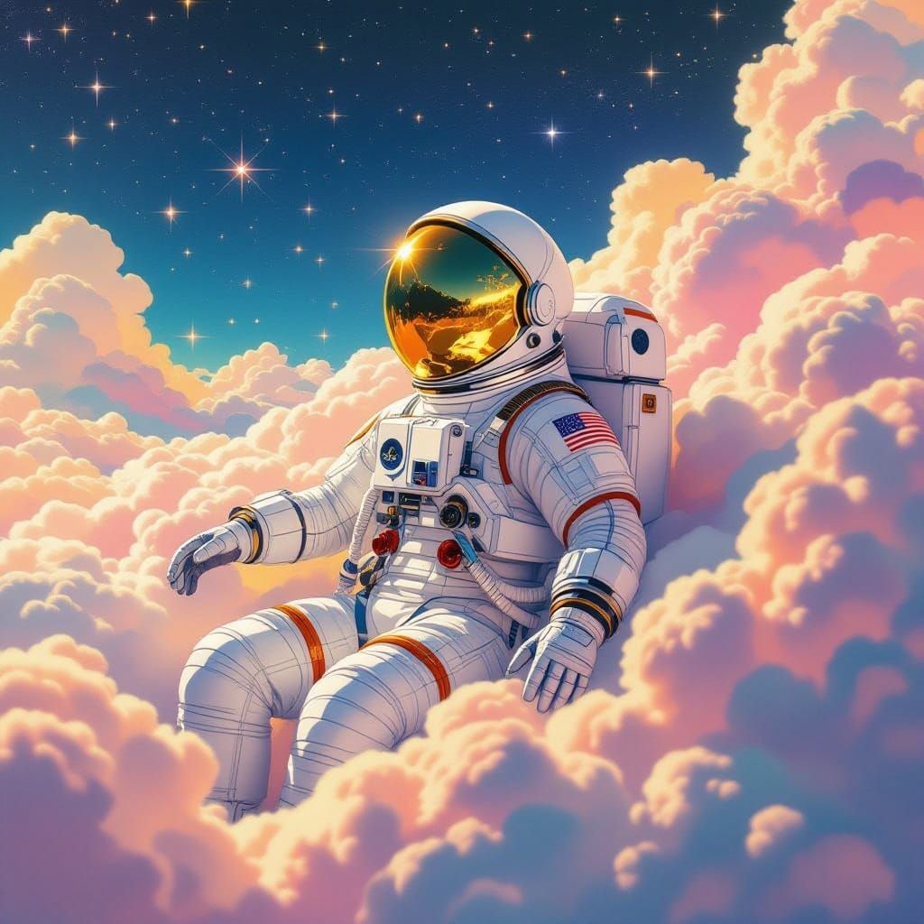 Astronaut in Ethereal Cosmic Cloudscape