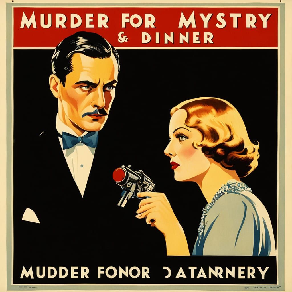 Vintage Murder Mystery Poster in 1930s Cinema Style