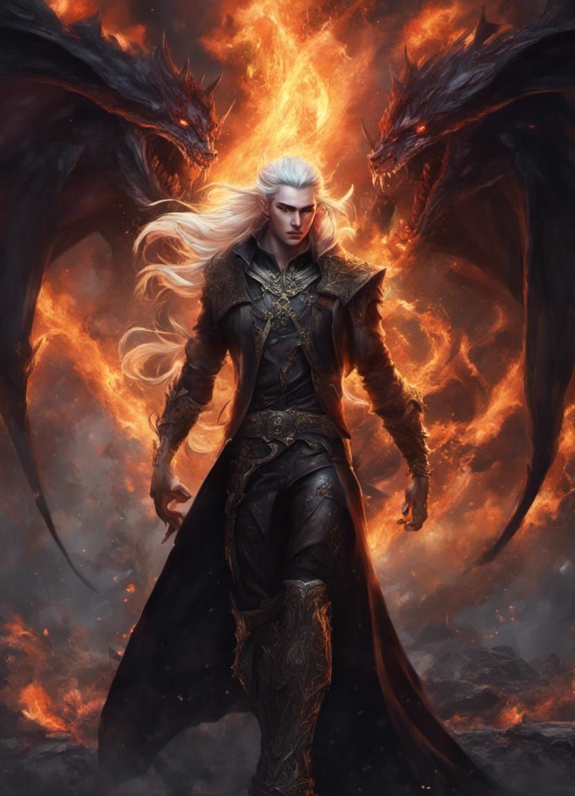 Vampire and Elf with Dark Power, Detailed Art