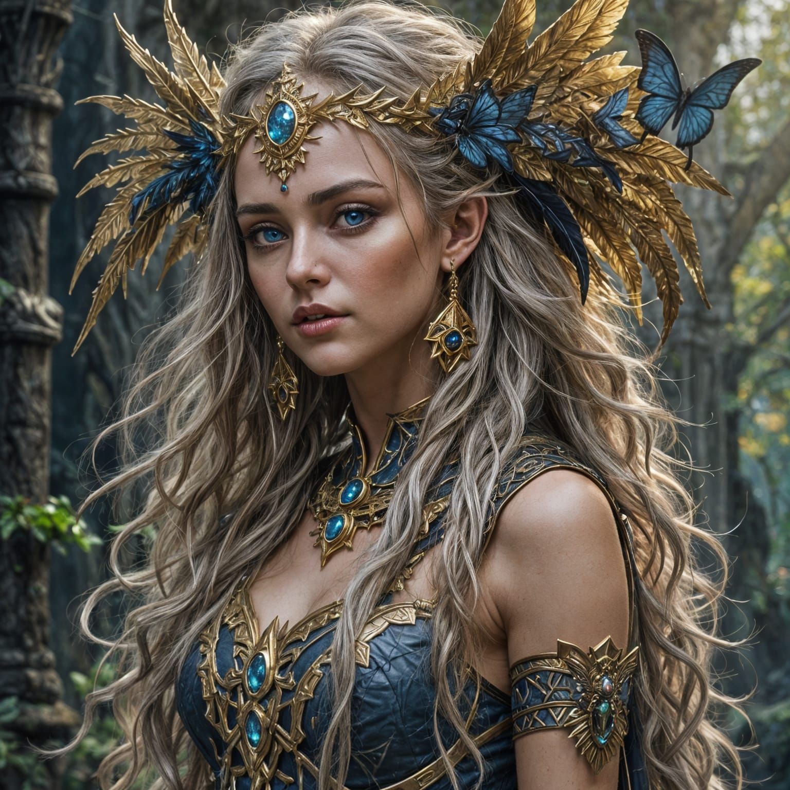 Armored Dark Elf Queen in Dark Fantasy Style