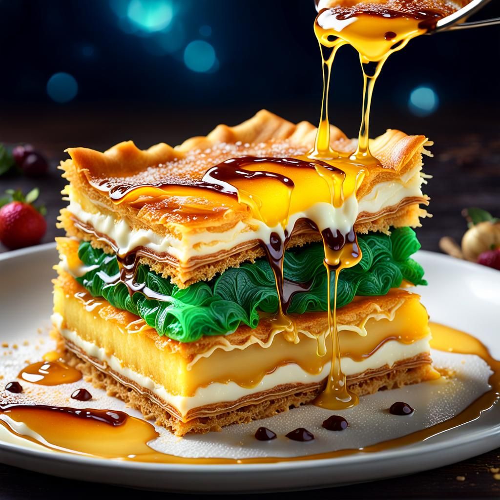 Kunafa Dessert Slice with Cheese and Syrup