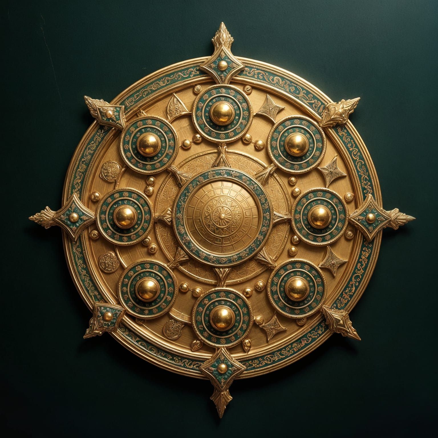 Golden Artifact in Dark Green Haze