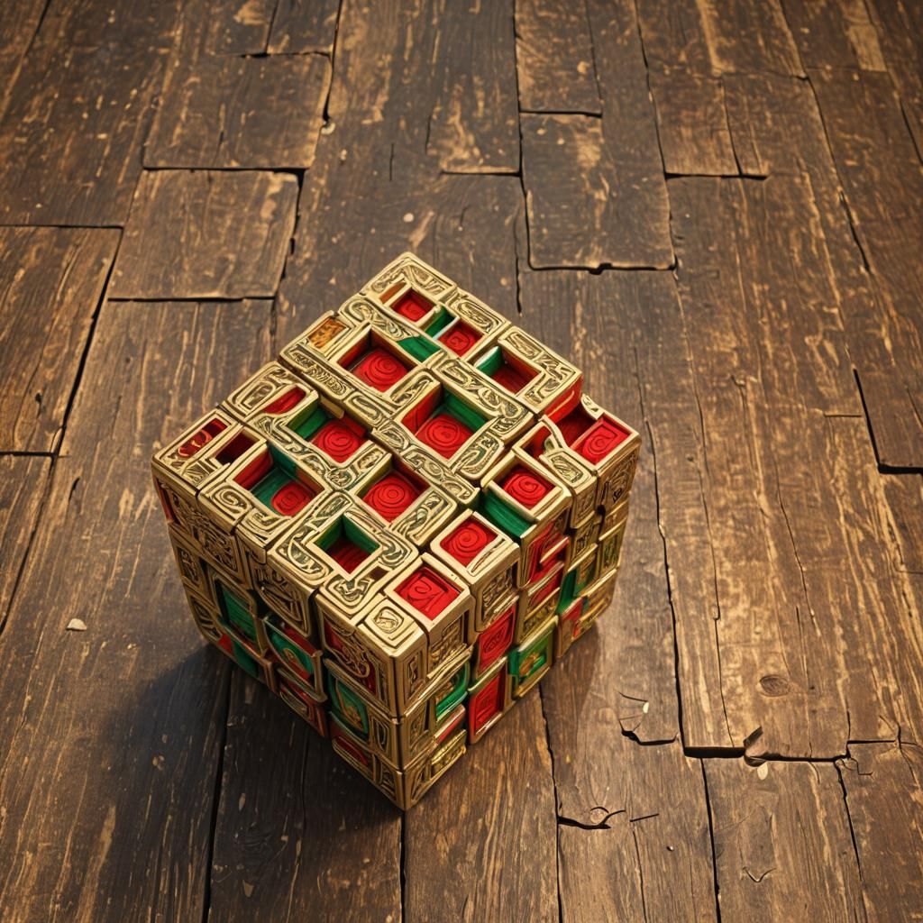 Ornate Celtic Rubik's Cube with Sanskrit