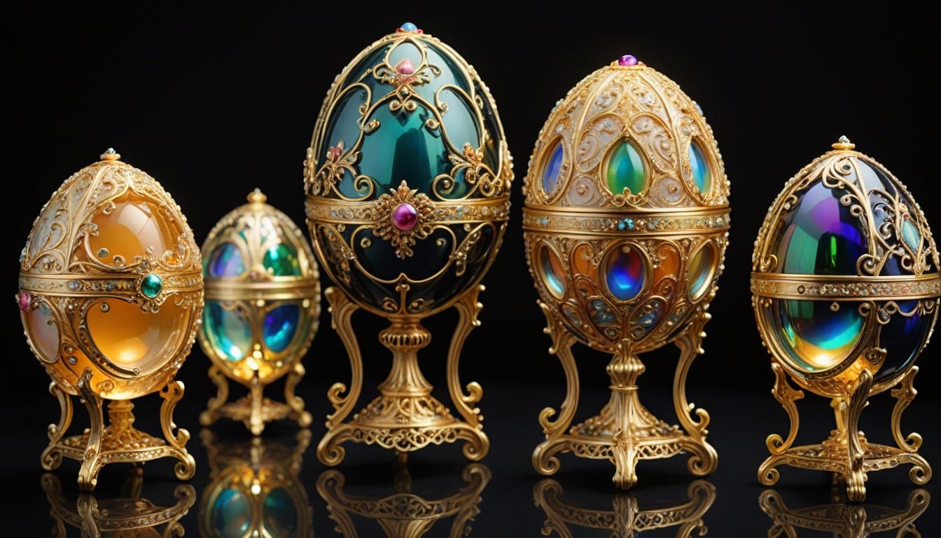 Ornate Iridescent Faberge Egg Masterpiece