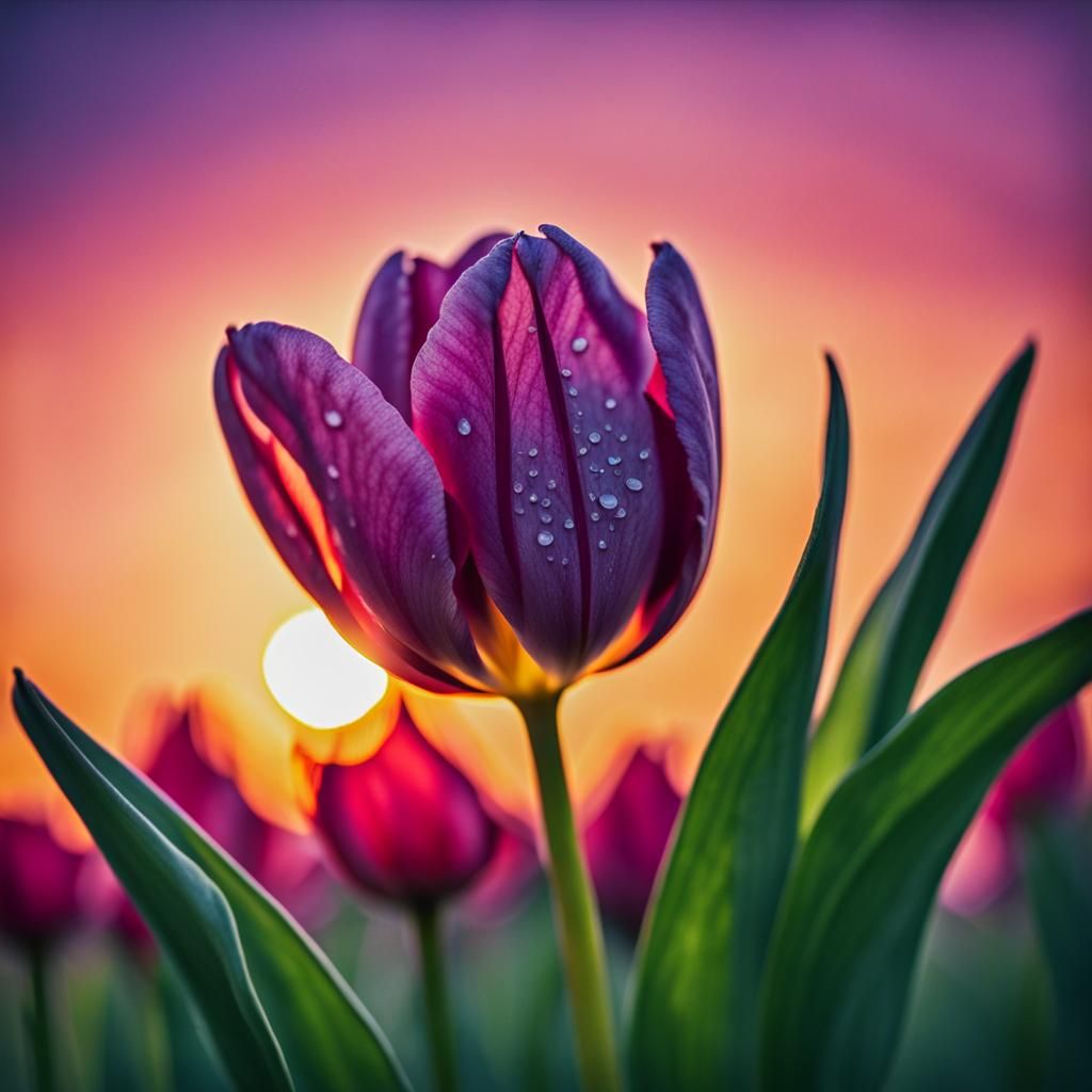 Tulip flower during sunset