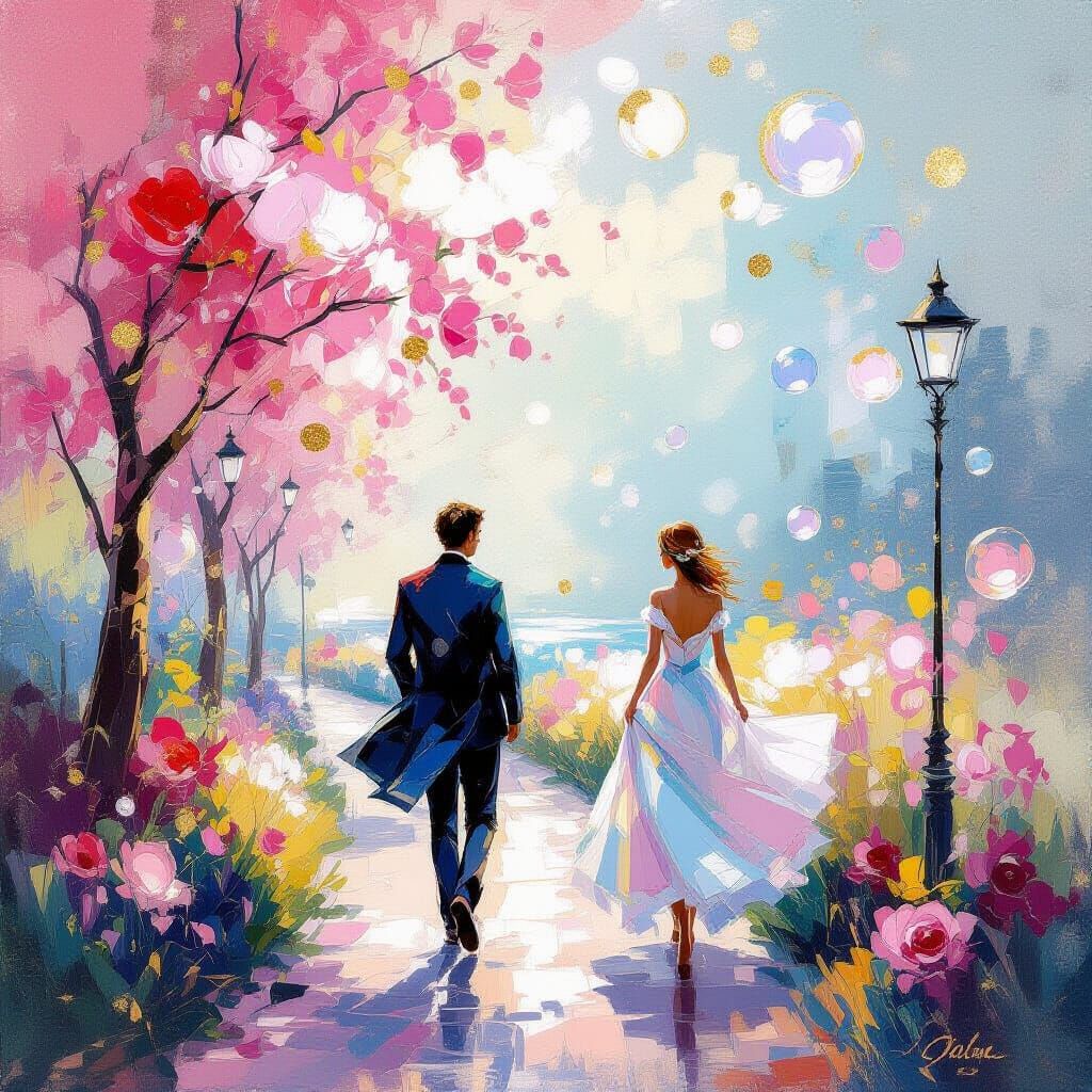 Bubbles in Impressionistic Style with Romantic Elements