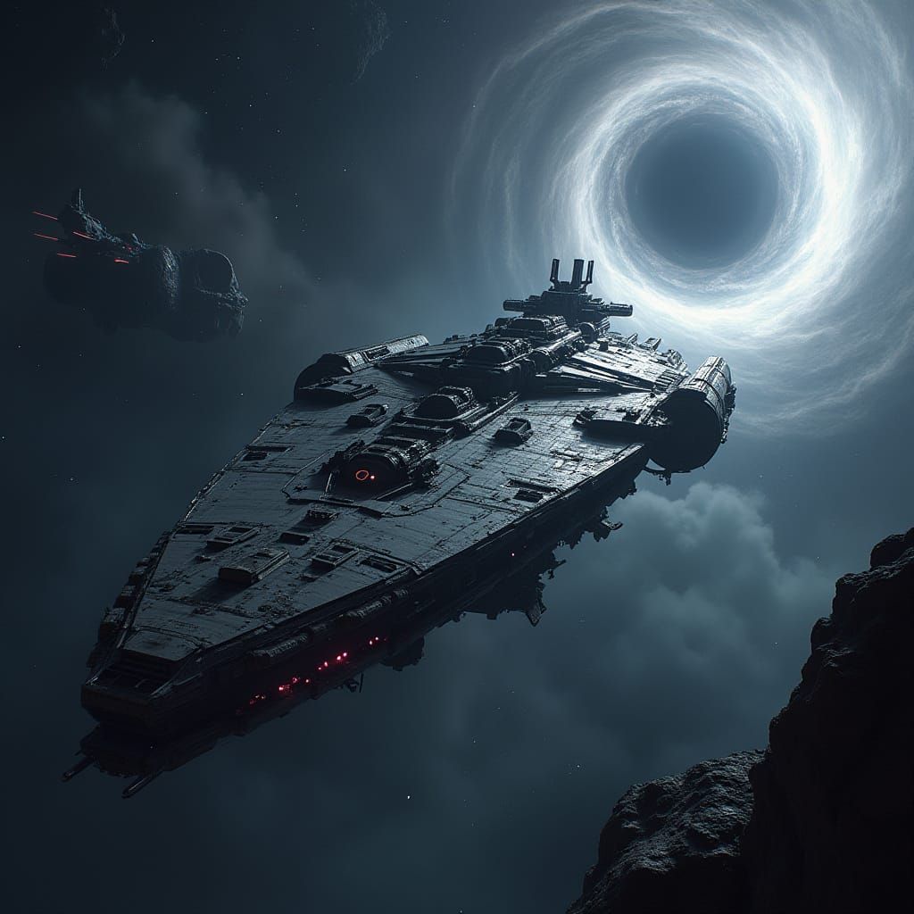 Colossal Spaceship Navigates Dangerous Black Holes