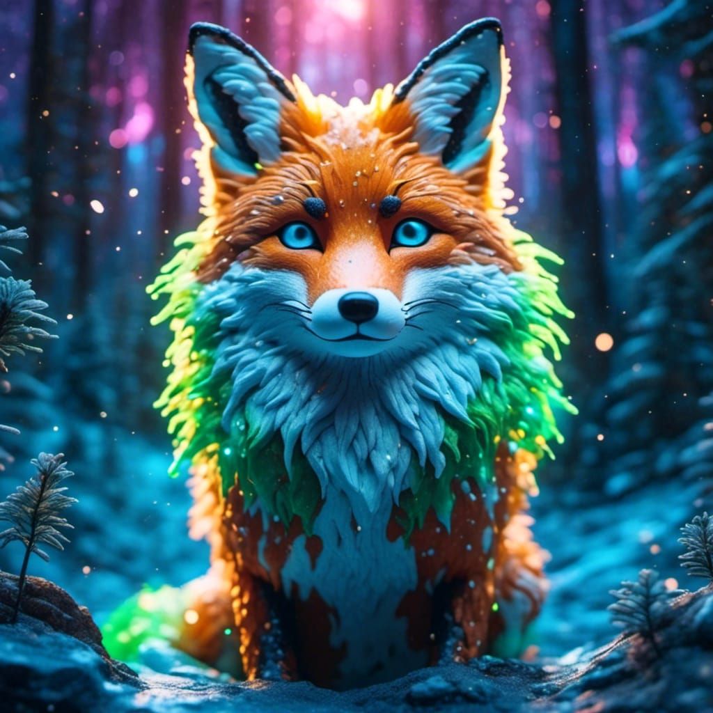 Manga Style Furry Fox in Winter Wood