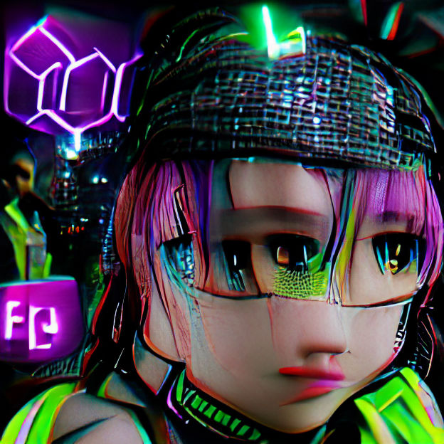 Cyberpunk Anime Girl in Holographic Harajuku