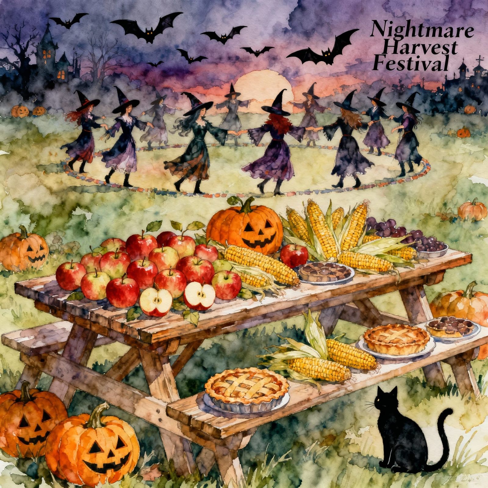 Intricately detailed alcohol ink illustration, ”Nightmare Ha...