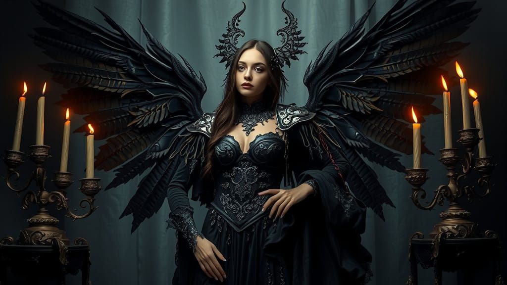 Baroque Fallen Angel in Dark Splendor