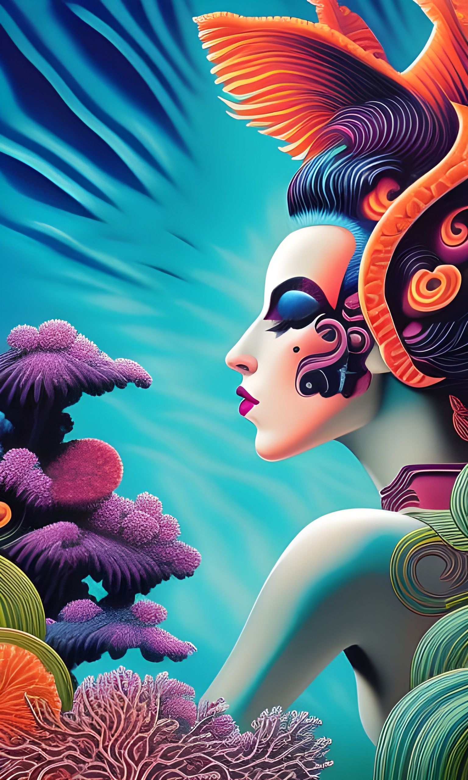 Punk Rock Siren Concert Poster in Art Deco Style