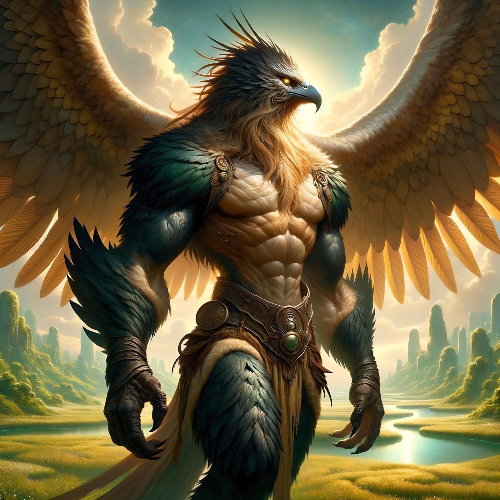 Majestic Avoral in Elysium: Digital Dark Fantasy Art