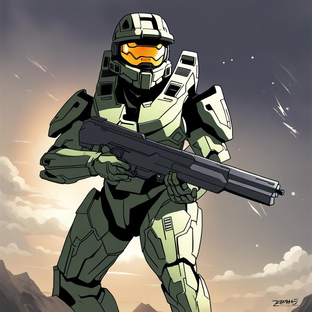 Master Chief in Anime Art Style