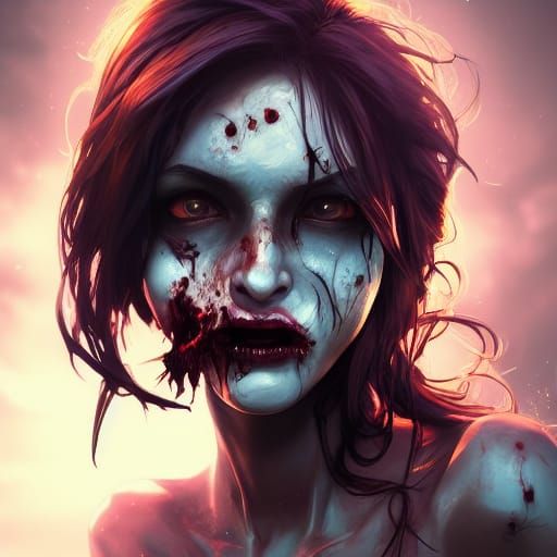 Hyperdetailed Portrait of a Zombie Girl