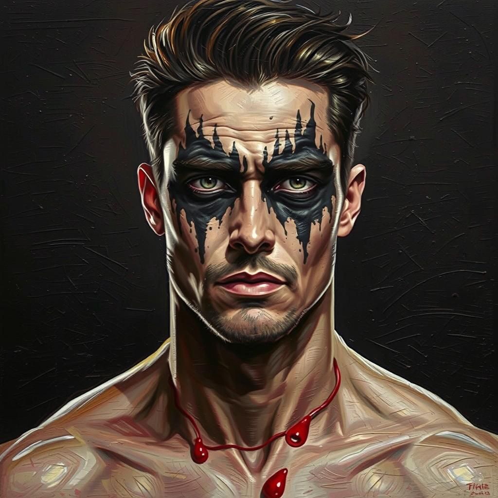 Gothic Portrait of a Man with Black Makeup