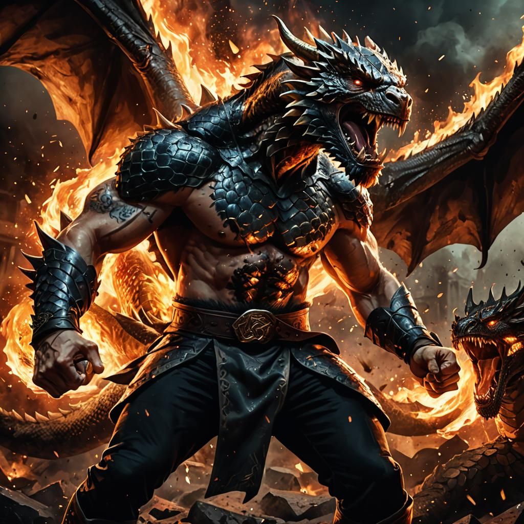 McGregor vs Dragon: Epic Fantasy Action Illustration