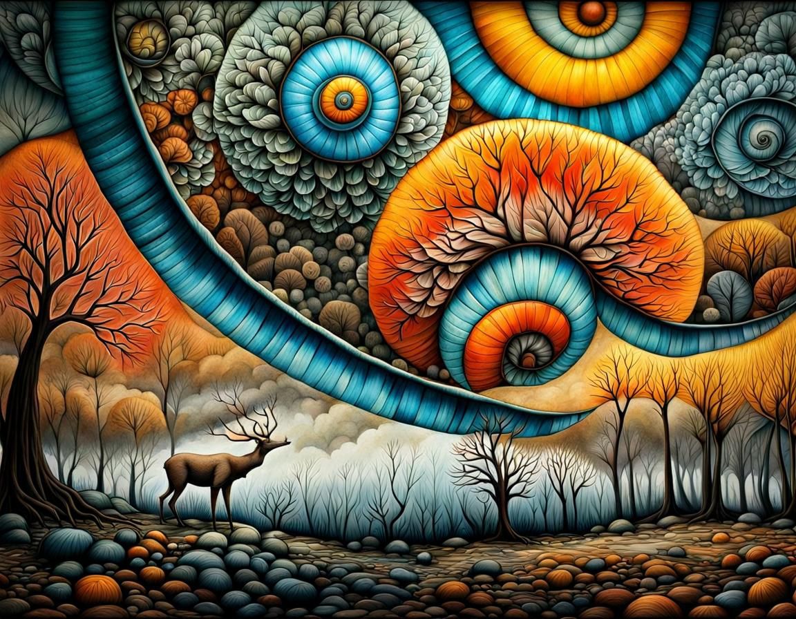 Deer in Landscape: Modern Watercolour Art