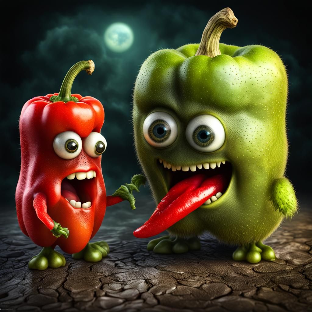 Adorable Peppers and Kiwi Chat: Fantasy Concept Art