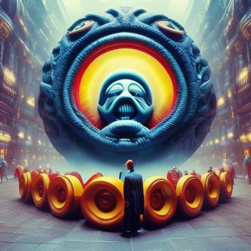 Surreal Movie Poster: Whimsical Figures Emerge from Giant Mo...