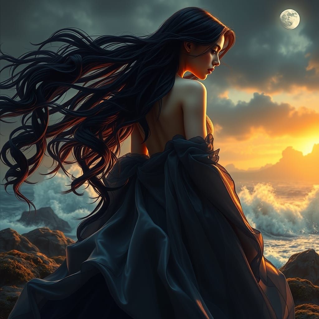 Ethereal Hyperrealistic Portrait of a Woman in Iridescent Go...