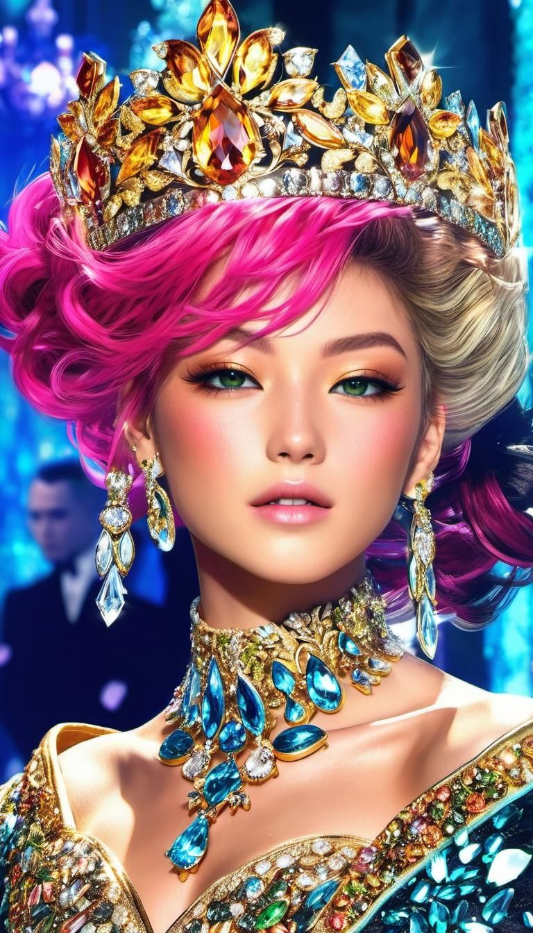 Gorgeous Woman in Haute Couture Manga Illustration