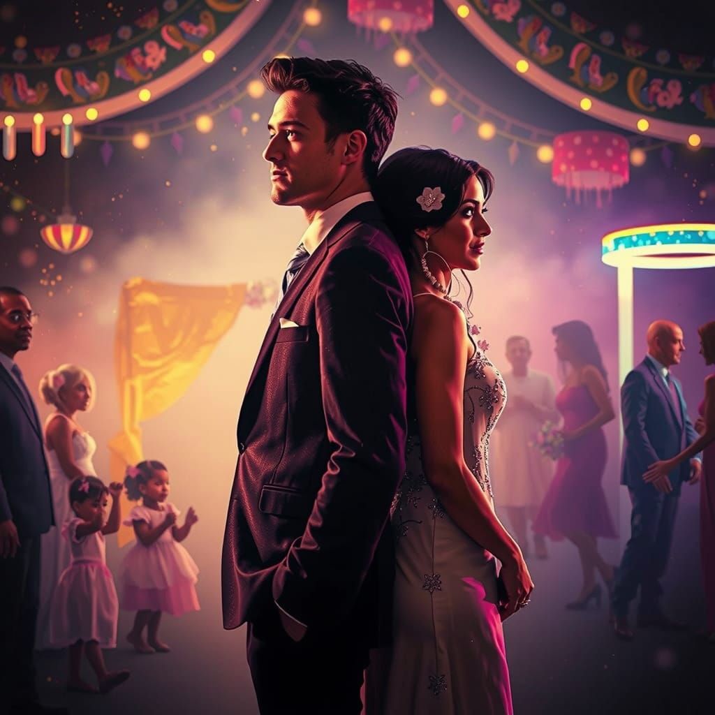 Whimsical Couple's Dilemma in a Symbolic Tarot-Inspired Art ...